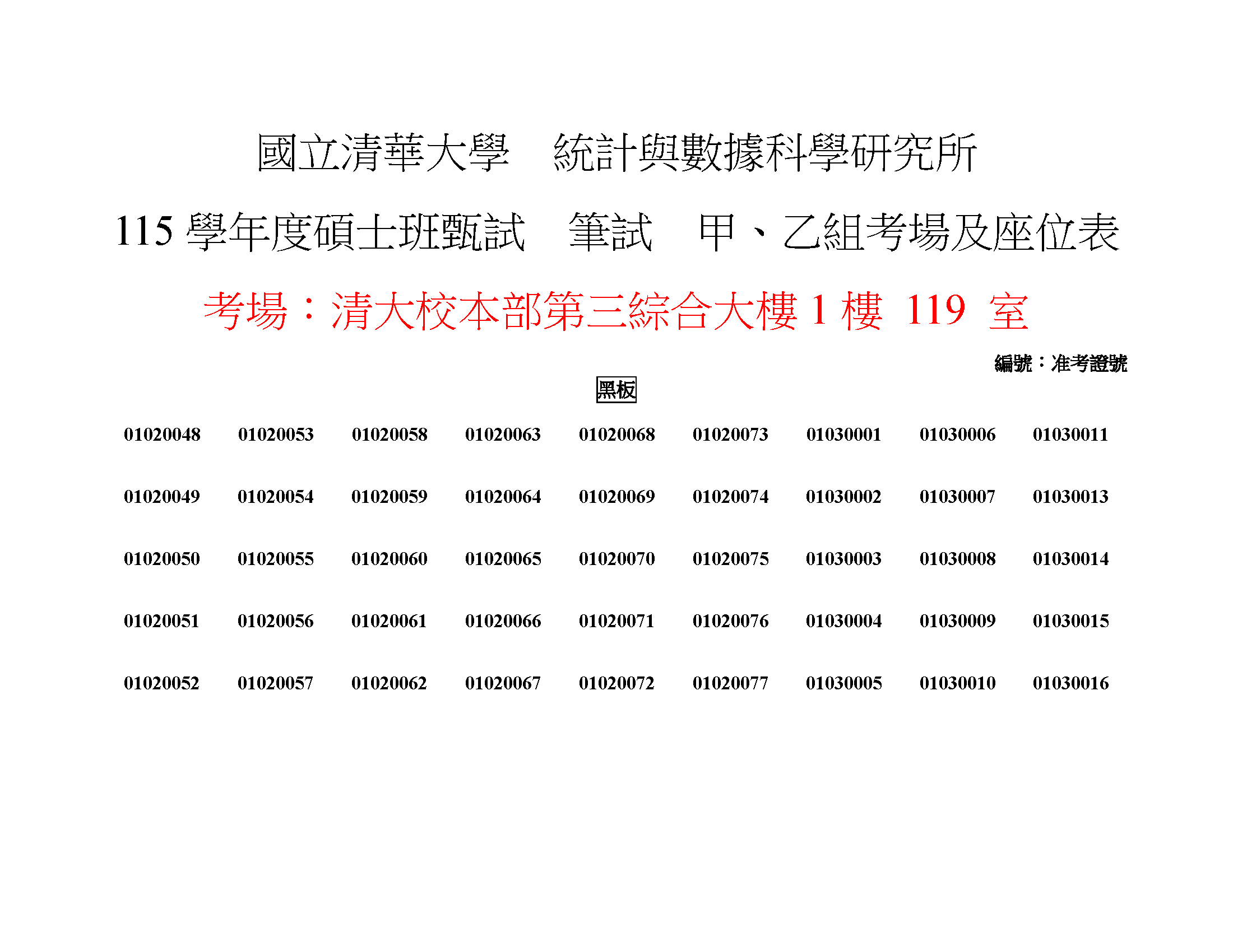 115學年度碩士班甄試筆試考場及座位表(含注意事項)-2